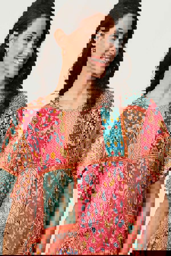 Red | Mosaic Print Short Shift Dress