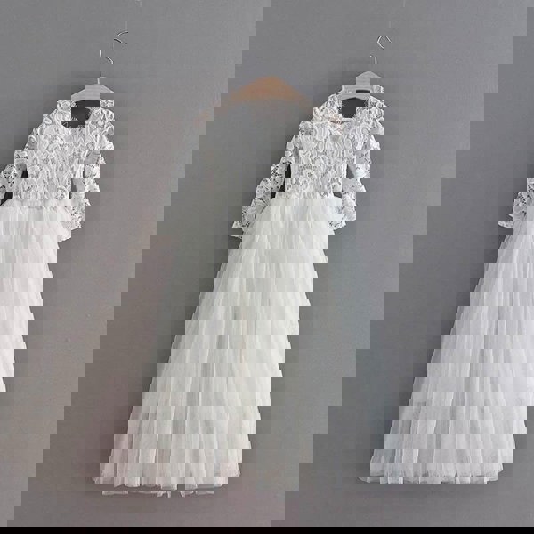 Girls lace party dress in white