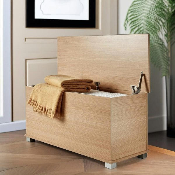 Rafaelo Mobilia Ottoman Storage Blanket Box Oak