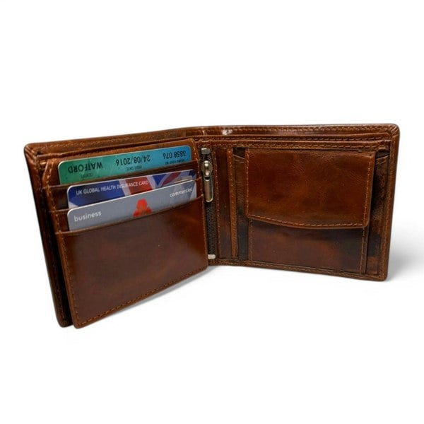 SPORTGIFTZ - Buffalo Leather Rugby Wallet | RFID Protection | 7 Card Slots | Coin Pouch & ID Holder | Rugby Fan Accessory