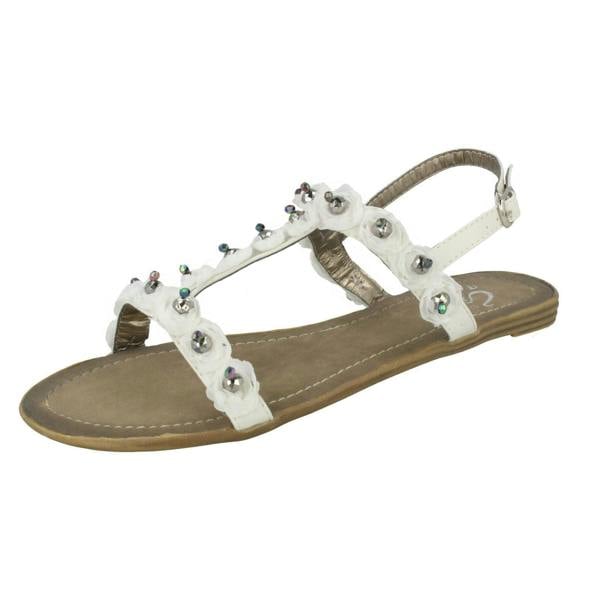 Spot On Ladies Spot On Beaded Flower Sandal