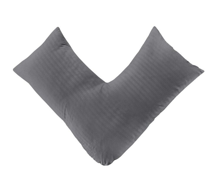 Night Zone Embossed Stripe Orthopaedic V Shaped Pillow – Brushed Microfibre Pillow with Case or Case Only - V Pillow Cover Only - Charcoal