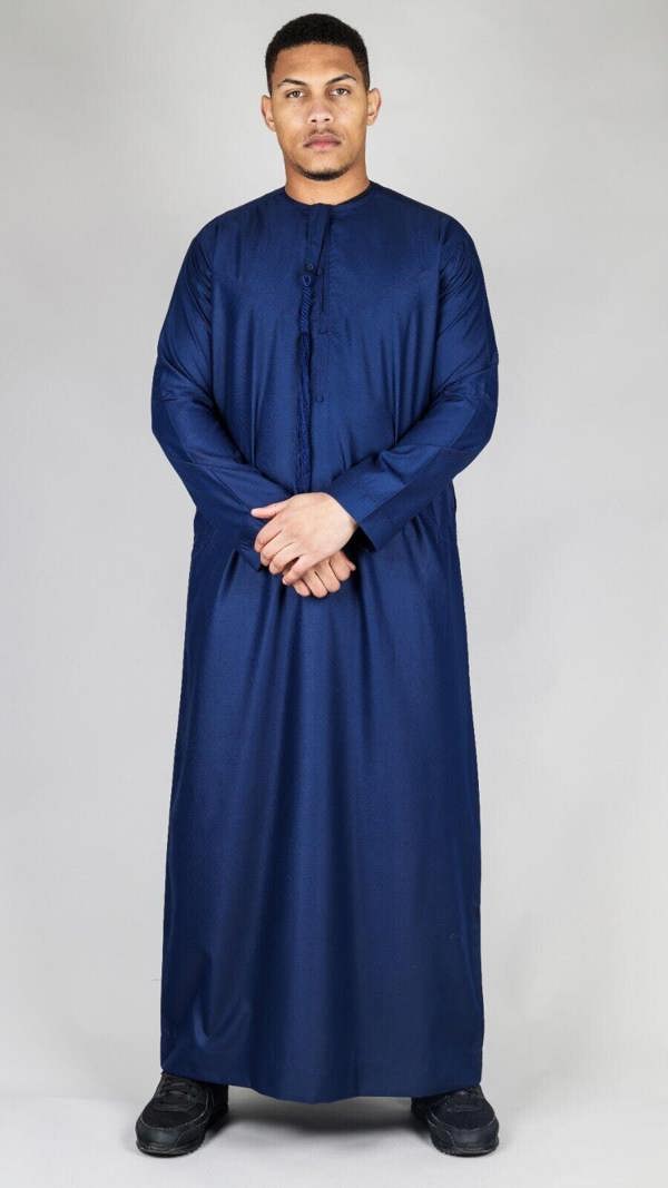 Infinity Leather Men's Thobe Emirati Islamic Jubba Robe Eid Tassel Slim Fit