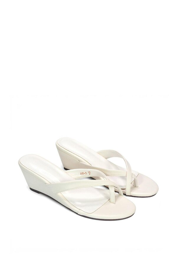 XY LONDON Mid Wedge Heel Sandal Mules With Toe Post