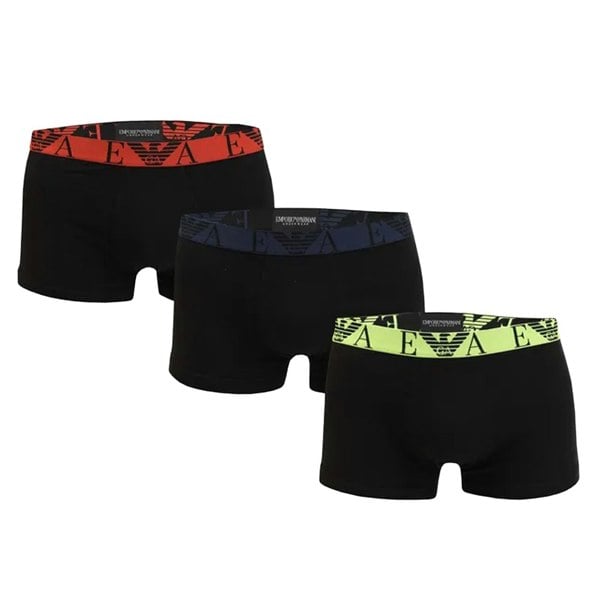 Armani Mens Monogram Logo Boxer Shorts (Pack of 3) - Black