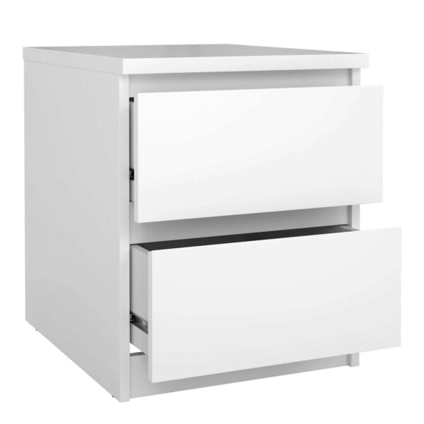 Wyld Haus Budapest White Wood Bedside Table 2 Drawers