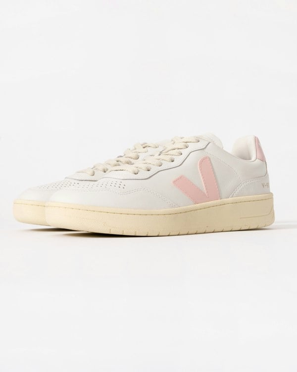 Veja V-90 OT Leather Womens Trainers - White/Petale