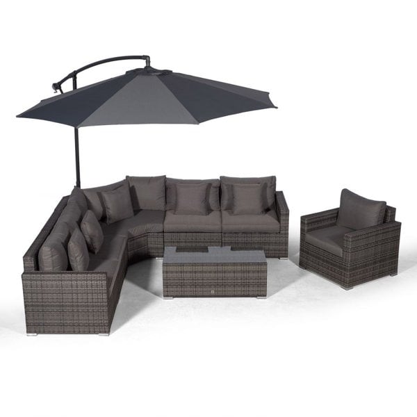 Giardino Santorini L Shape Modular 6 Seat Rattan Corner Sofa Set With Armchair & Coffee Table