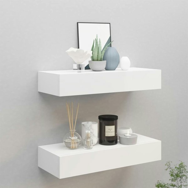 Berkfield Wall-mounted Drawer Shelves 2 pcs White 60x23.5x10cm MDF