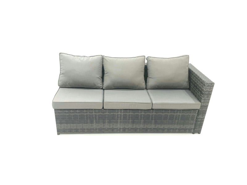 Fimous PE Rattan Corner Sofa Set Rectangular Dining Table Set With Seat And Back Cushion 7 Seater