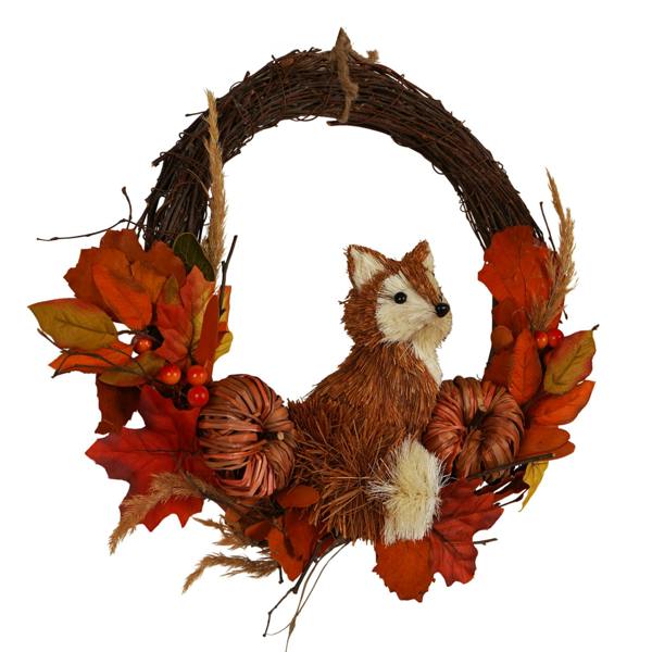 Country Living Rattan Fox Wreath