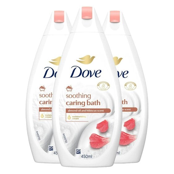 Dove Caring Bath Soak - Almond Cream & Hibiscus, 1/4 Moisturising Cream 3x450ml