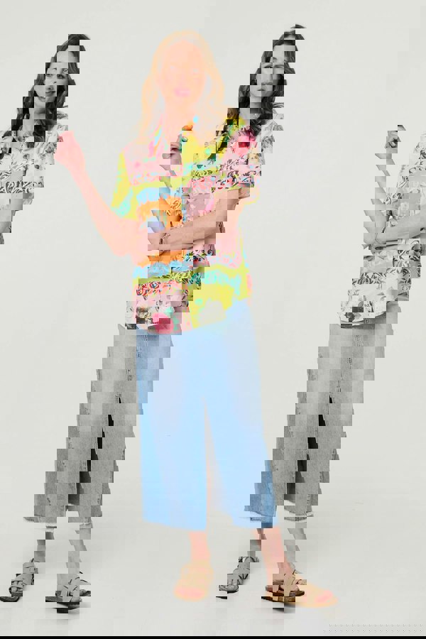 Yellow | Mosaic Print Short Sleeve Relaxed Shirt
