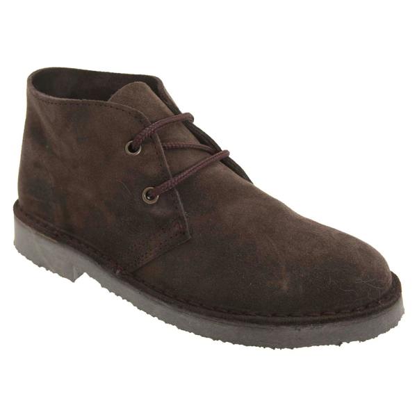 Roamers Adults Unisex Real Suede Unlined Desert Boots - Dark Brown - 