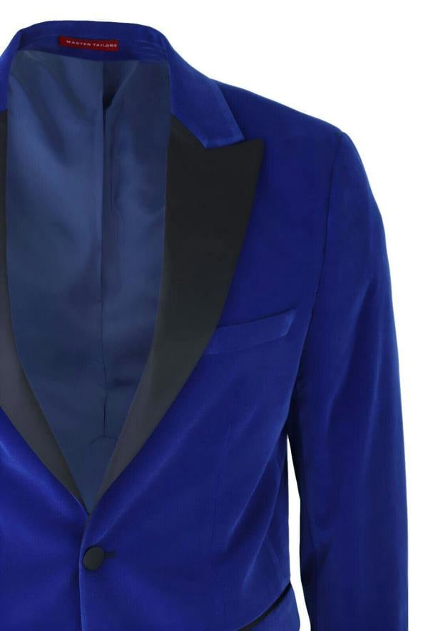 TruClothing Mens Blue Velvet Dinner Tuxedo Suit Jacket Blazer
