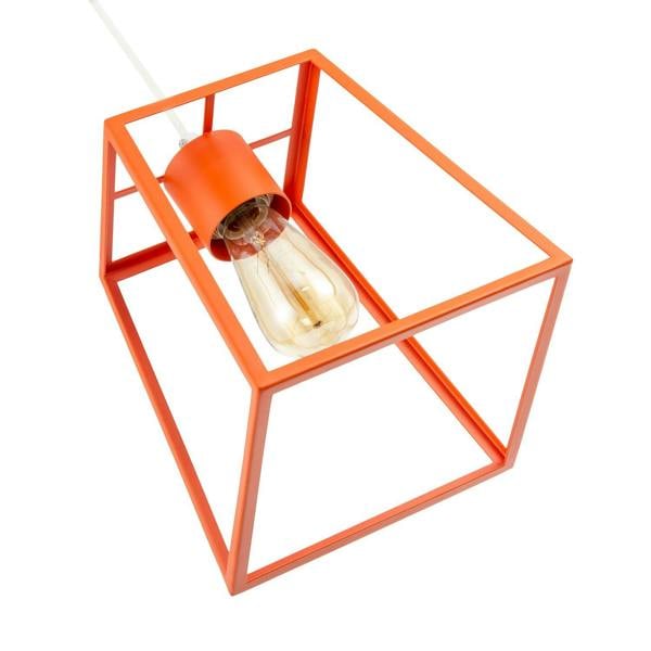 Industrial Lantern Lamp Shade in Orange with Square Top and Bottom Image 4