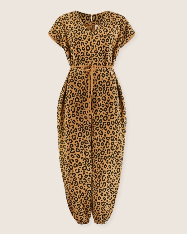 Rita Brown Animal Print Tie Waist Jumpsuit - image 2