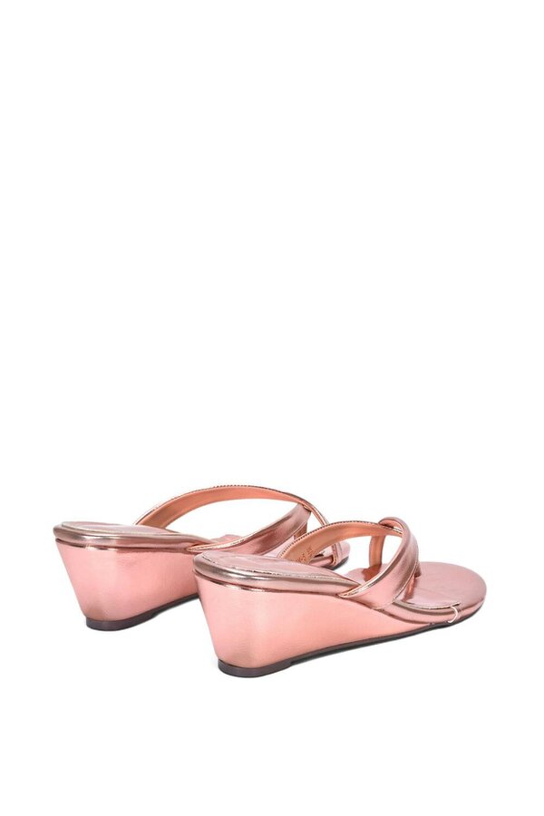 XY LONDON Mid Wedge Heel Sandal Mules With Toe Post