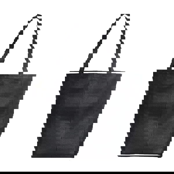 Assots London 'CORDER' Black Pebble Grain Real Leather Oversized Tote Bag