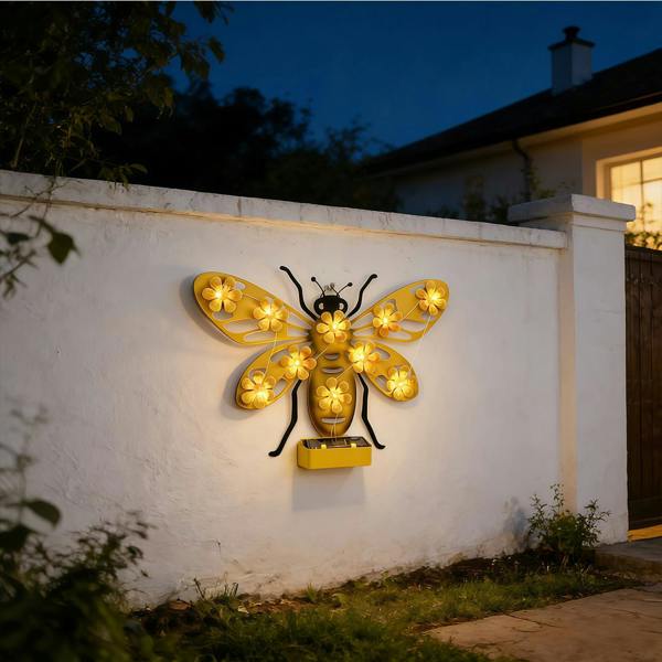 Leaper Outdoor Garden Decor Solar Bee Wall Light