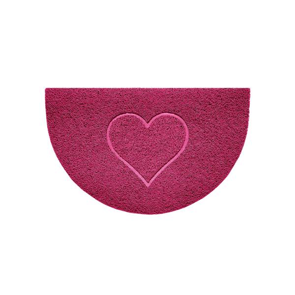 Nicoman Heart Embossed Halfmoon Indoor/Sheltered Outdoor Spaghetti Doormat