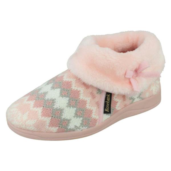 Rosebank Ladies Rosebank Memory Foam Norwegian Print Bootee Slippers Penny