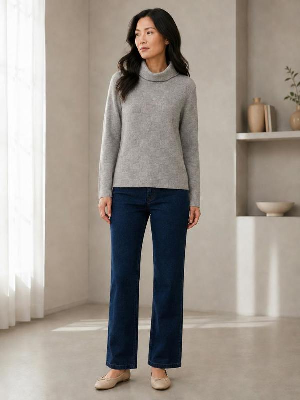 VIZ-A-VIZ Basket Weave Cowl Neck Jumper