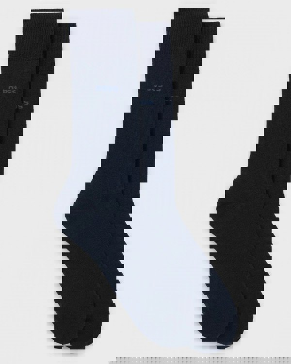 BOSS Orange 2-Pack Mens Regular Length Socks in a Cotton Blend NOS - Dark Blue 401