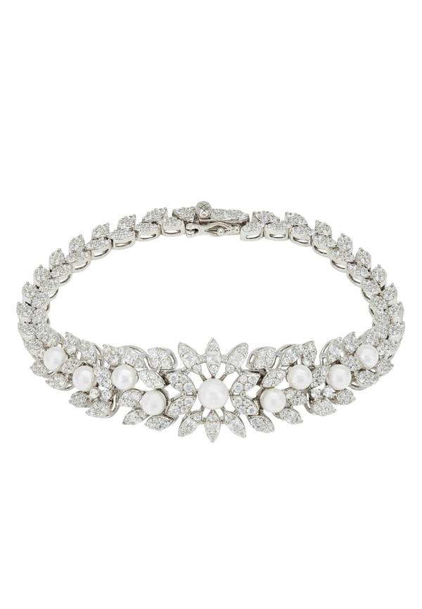 Latelita Marquise Tennis Bracelet Pearl Silver