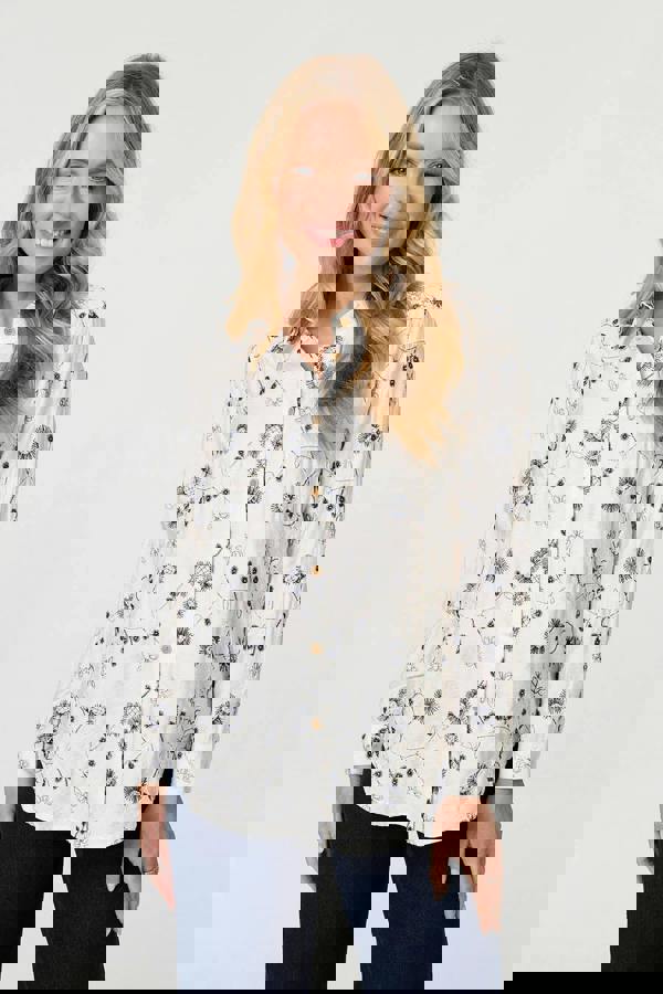 White | Embroidered Detail Long Sleeve Shirt