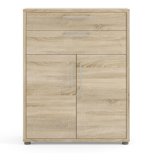 Furniture To Go Prima Bookcase 1 Shelf with 2 Drawers 2 Doors in Oak