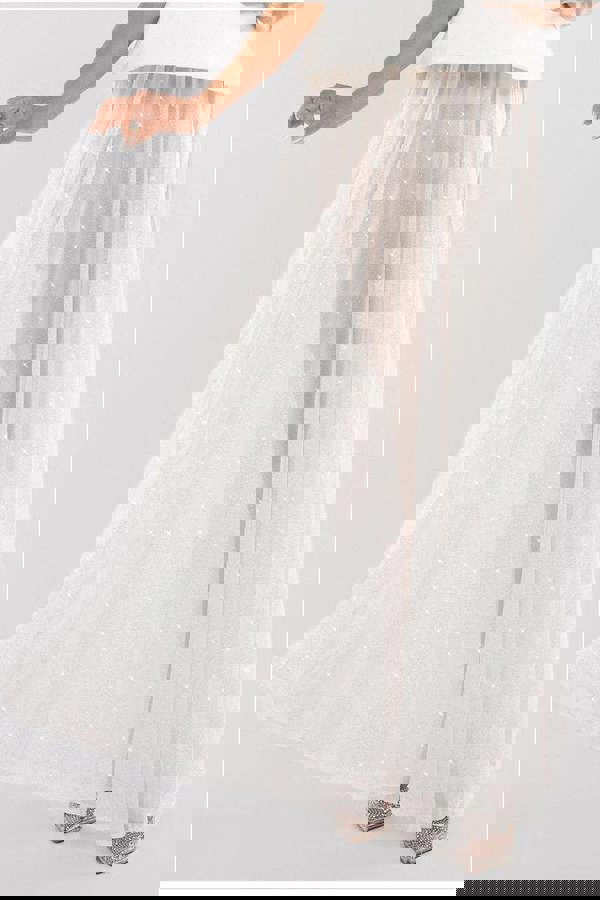 Gathered A-Line Glitter Chiffon Maxi Skirt SK30