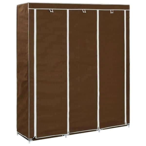 Berkfield Wardrobe with Compartments and Rods Brown 150x45x175 cm Fabric