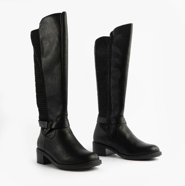 Rieker Womens Leather Tall Knee High Boots Black