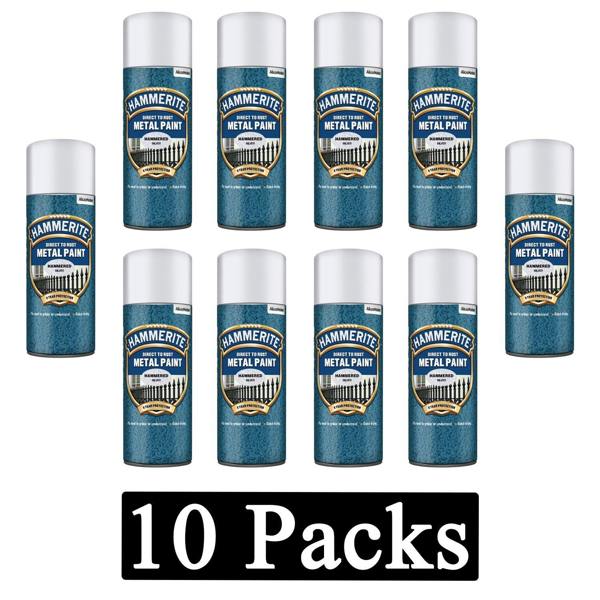 Hammerite 10X Hammerite Hammered Silver Spray Paint 400ml