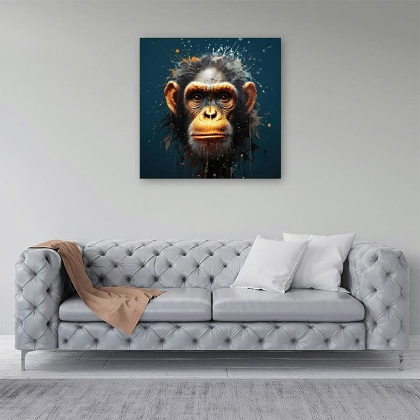 Warren Reed Splash Art Realistic Monkey Face Canvas