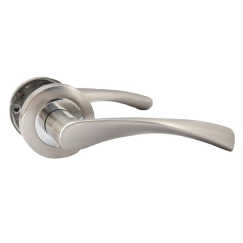 EDH Door Hardware EDH Duo Twist Door Handles – Satin Chrome Lever on Round Rose – Modern Internal Door Handles