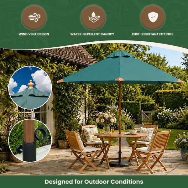 The Garden Marketplace 2m Premium Hardwood Garden Parasol Umbrella