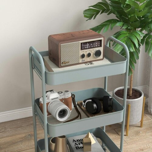 Wyld Haus Ravito Fari Metal Light Blue 3 Tier Steel Storage Trolley
