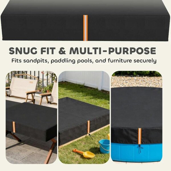 Bobobiy Sandbox Cover, Square Sandpit Cover Waterproof Dustproof UV Protection, Sandbox Canopy with Drawstring and Elastic Band