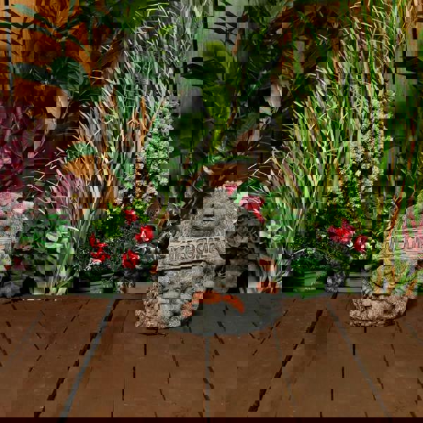 Cheerful Stone Cast Hedgehog with Welcome Sign