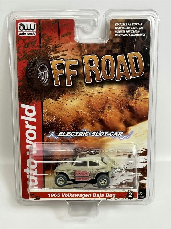 Auto World Slot Cars 1965 VW Baja Bug Cream X Traction Off Road HO Scale SC375-2