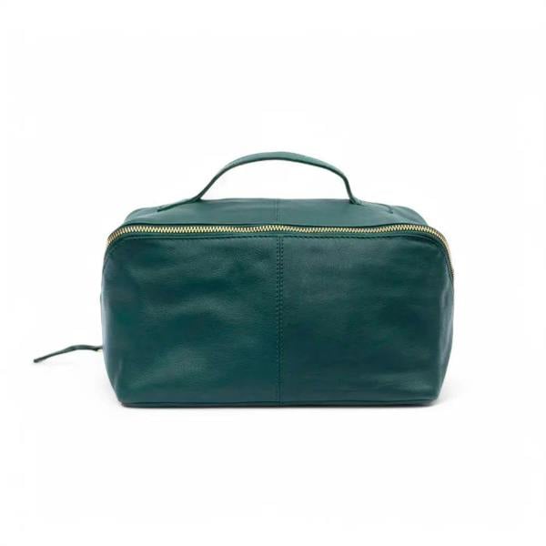 Front view of Teal large makeup washbag Seville