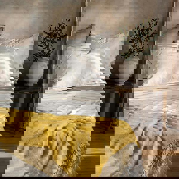 Soak&Sleep White Stonewashed Cotton 30cm Standard Fitted Sheets