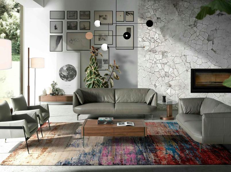 Angel Cerdá Rectangular Coffee Table Walnut and Tempered Glass 2050