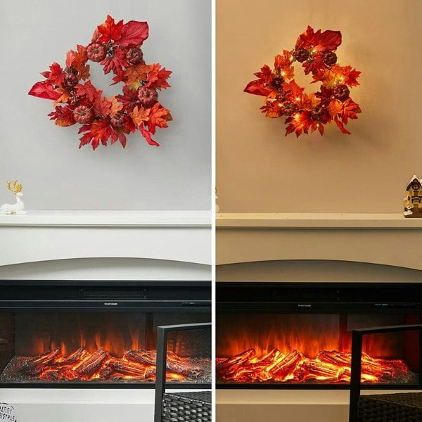 Fall Maple Leaf Pumpkin Wreath Artificial Wreath Front Door Decoration Living and Home