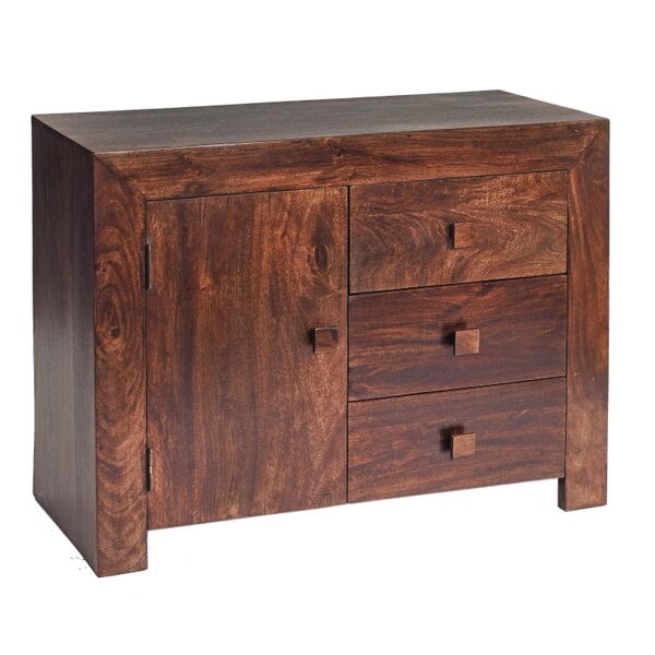 Wyld Haus Phuket Dark Mango Wood 3 Drawer Sideboard 1 Door 3 Drawers