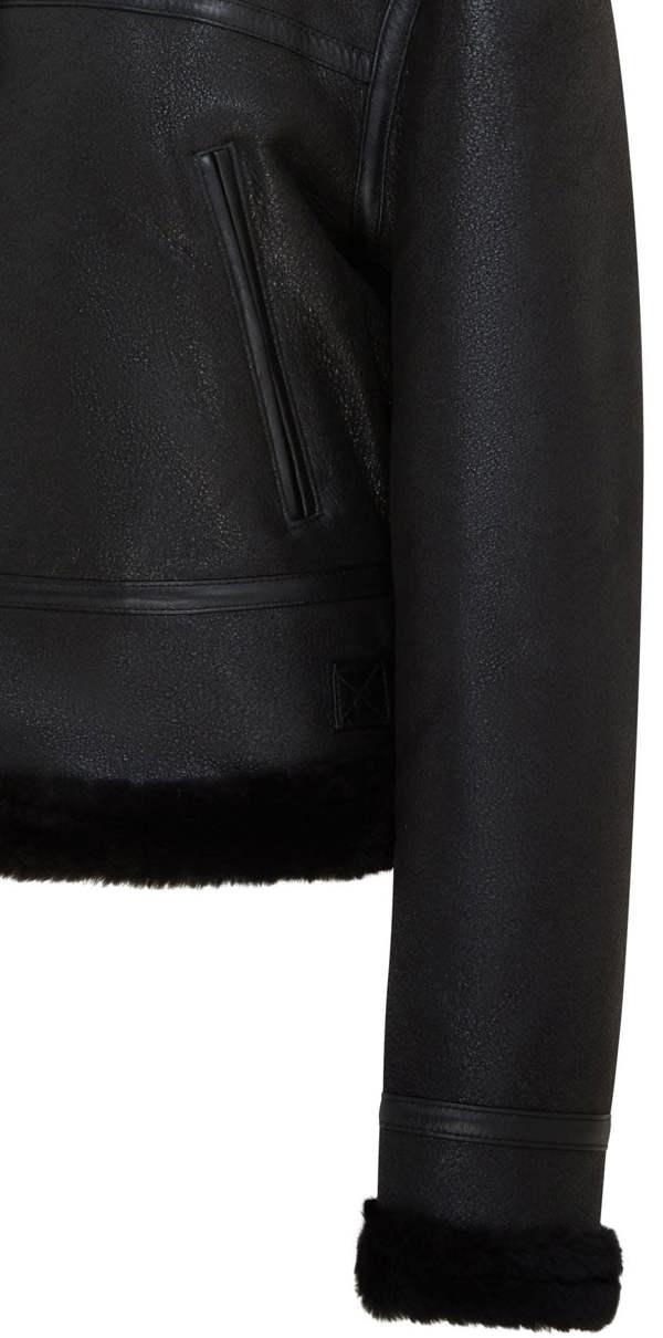 Infinity Leather Womens Black Bomber B3 Sheepskin Jacket -Akiak