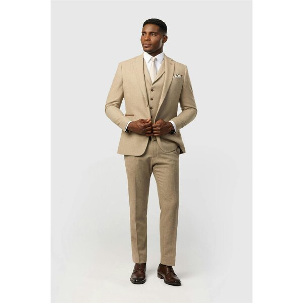 Antique Rogue Slim Fit Baxter Camel Herringbone Tweed Jacket