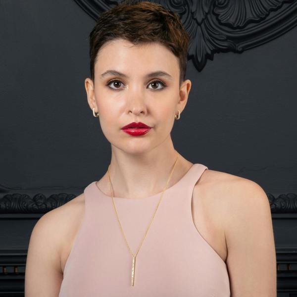 namana Gold Plated Long Bar Pendant Necklace for Women